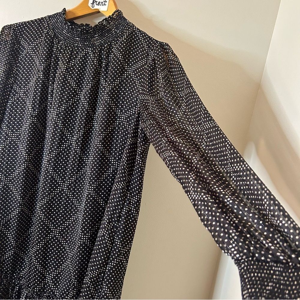 J. Crew S Black White Polka Dot Sheer Dress Preppy Romantic Retro Classy Evening - Picture 7 of 8
